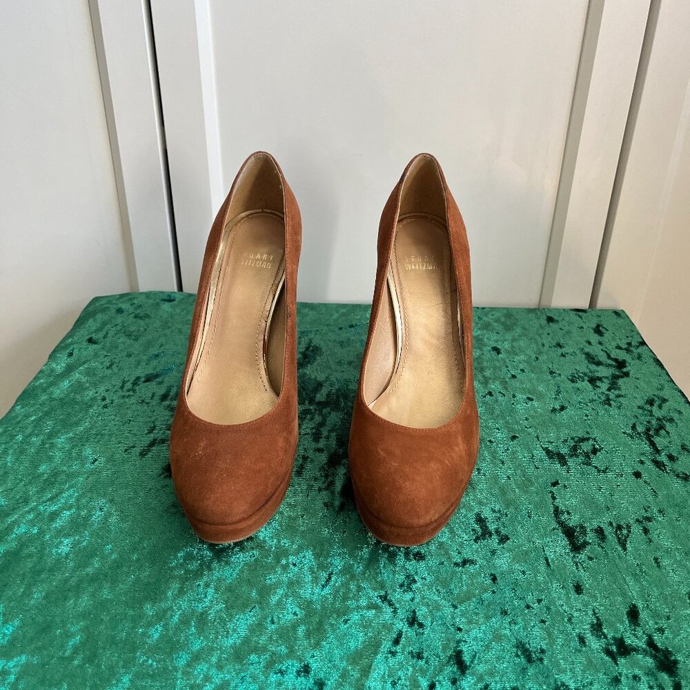 Stuart Weitzman Round Toe Suede Heels